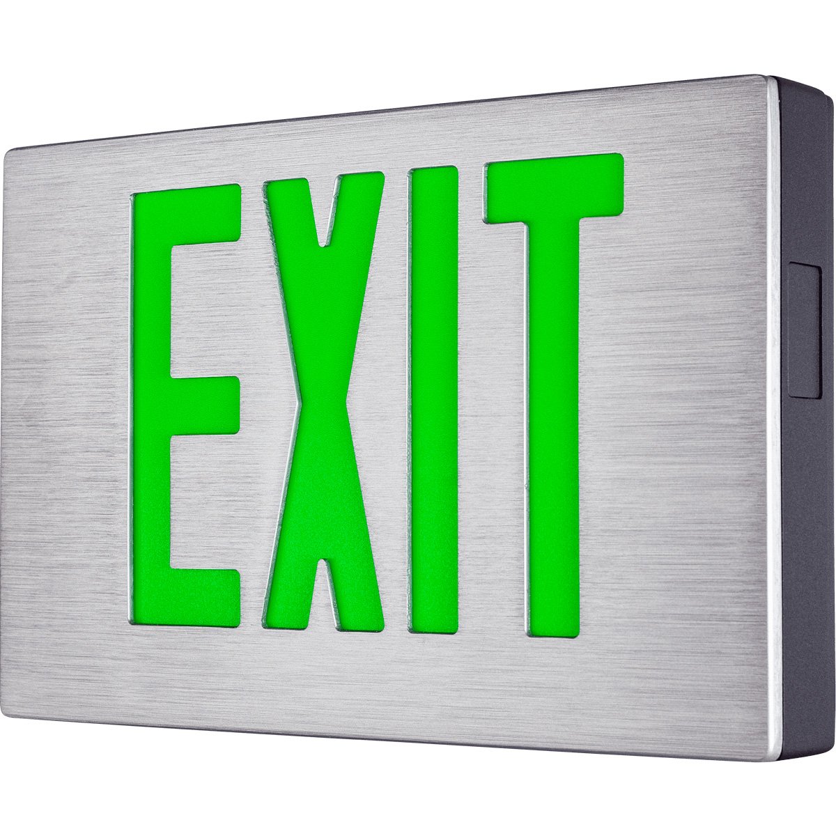 Luxguild Aluminum Exit Sign Green Letters Brushed Face and Black Body