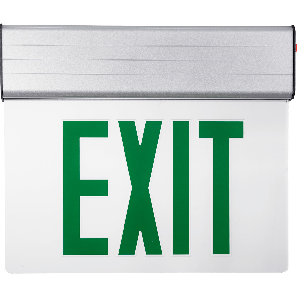 Single Red LED Emergency Exit Light Sign Ceiling Edge Lit Battery Backup Alum 