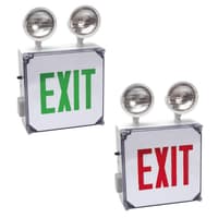 Wet Location Exit Sign with Integrated Emergency Lights and Optional Internal Battery Heater, Series: EEWLC