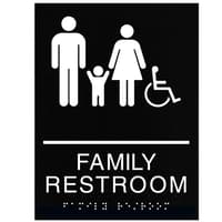 ADA Braille Family Restroom Sign Engraved Applique Grade 2