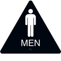 ADA Braille Mens Restroom Triangle Sign Engraved Applique Grade 2