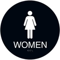 ADA Braille Womens Restroom Circle Sign Engraved Applique Grade 2