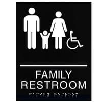 ADA Braille Family Restroom Sign Engraved Applique Grade 2