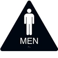 ADA Braille Mens Restroom Triangle Sign Engraved Applique Grade 2