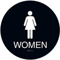 ADA Braille Womens Restroom Circle Sign Engraved Applique Grade 2