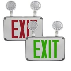 Compact Wet Location Exit Sign with Emergency Lights Series: EECL