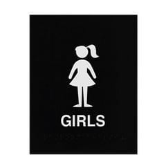 ADA Braille Girls Restroom Sign Engraved Applique Grade 2